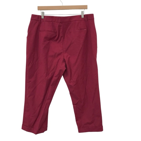 White House Black Market WHBM Women’s Pants The Slim Crop Pockets Maroon Size 16 - Picture 2 of 4